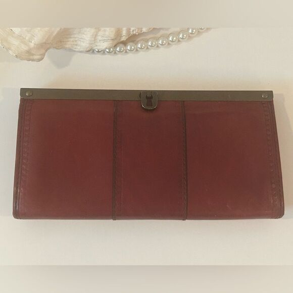 Fossil burgundy red leather Clutch wallet bag New - Picture 2 of 8